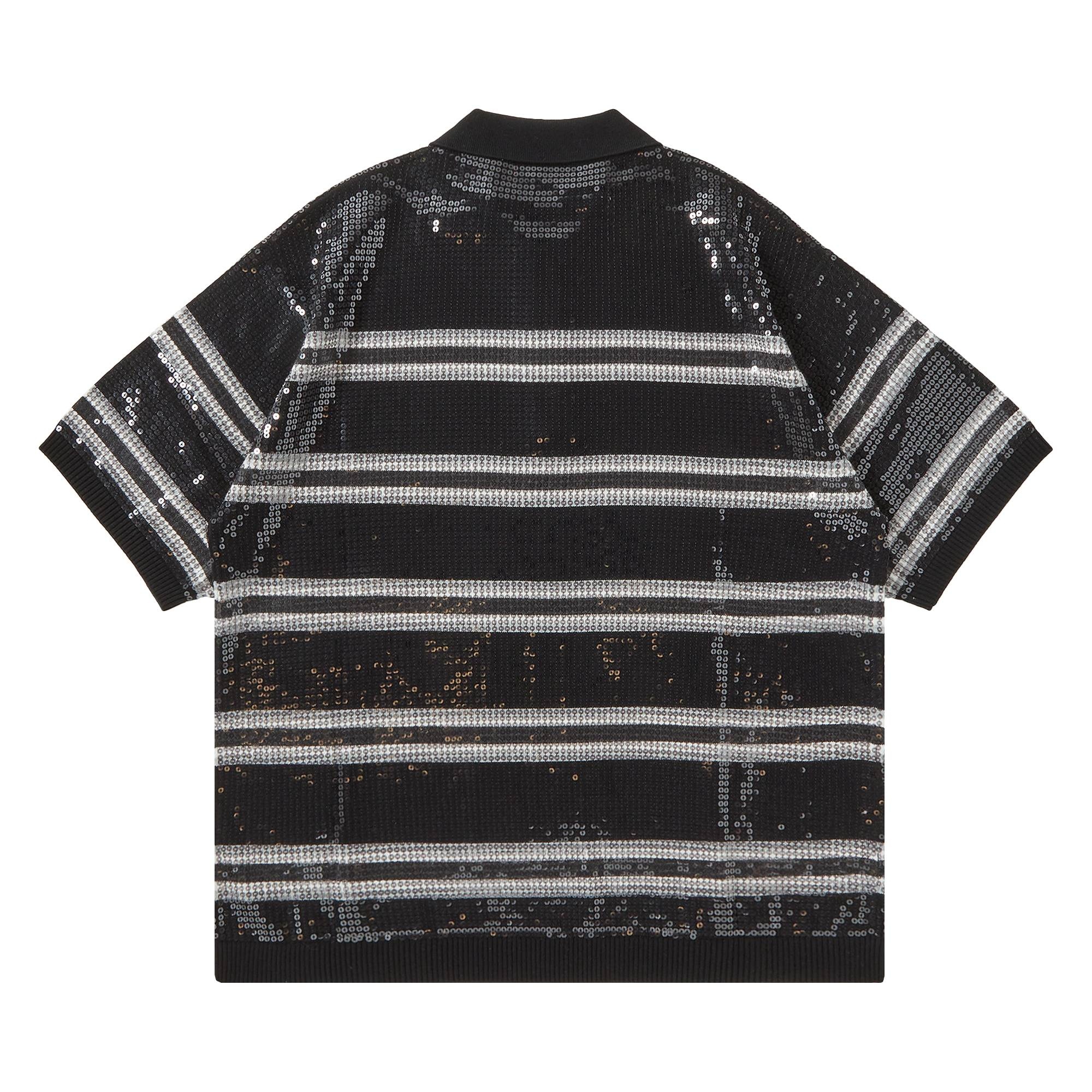 Supreme Sequin Stripe Zip Polo 'Black'