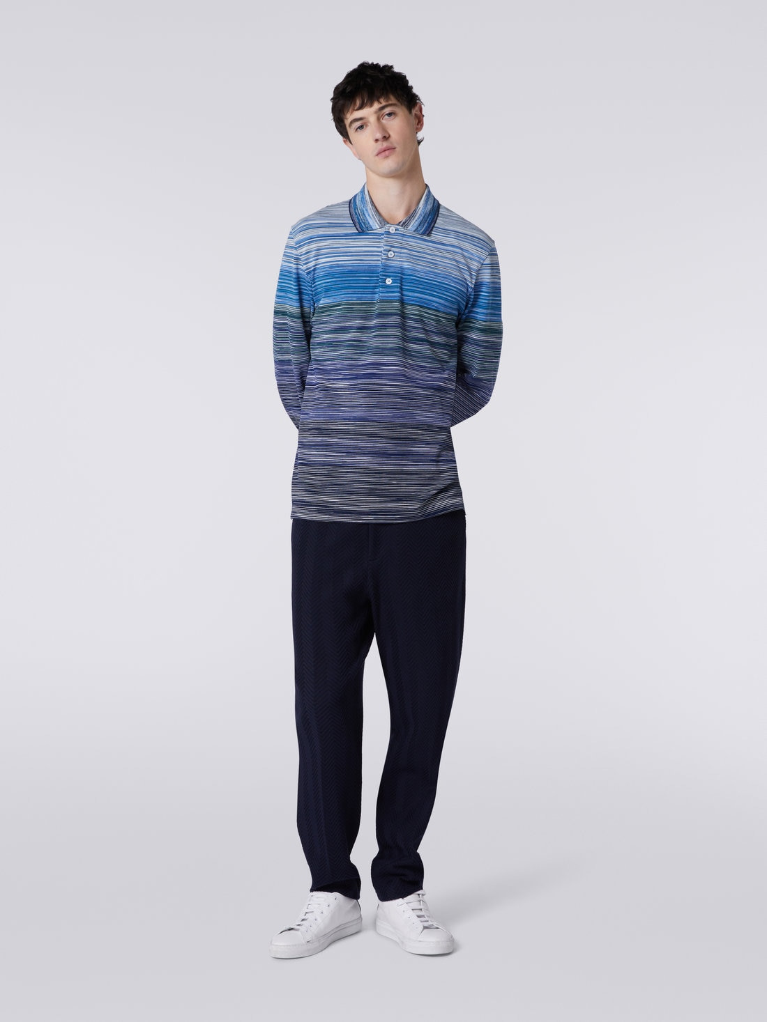 Long-sleeved polo shirt in slub cotton piqué - 2