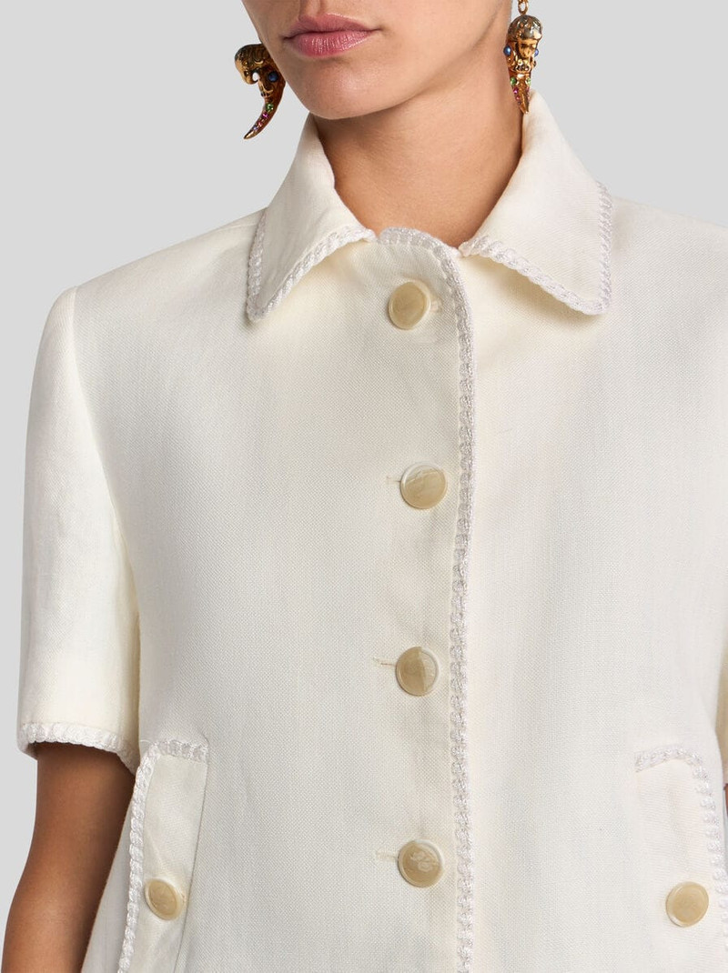 Etro SHORT-SLEEVED CROPPED LINEN JACKET WITH PEGASO BUTTONS outlook