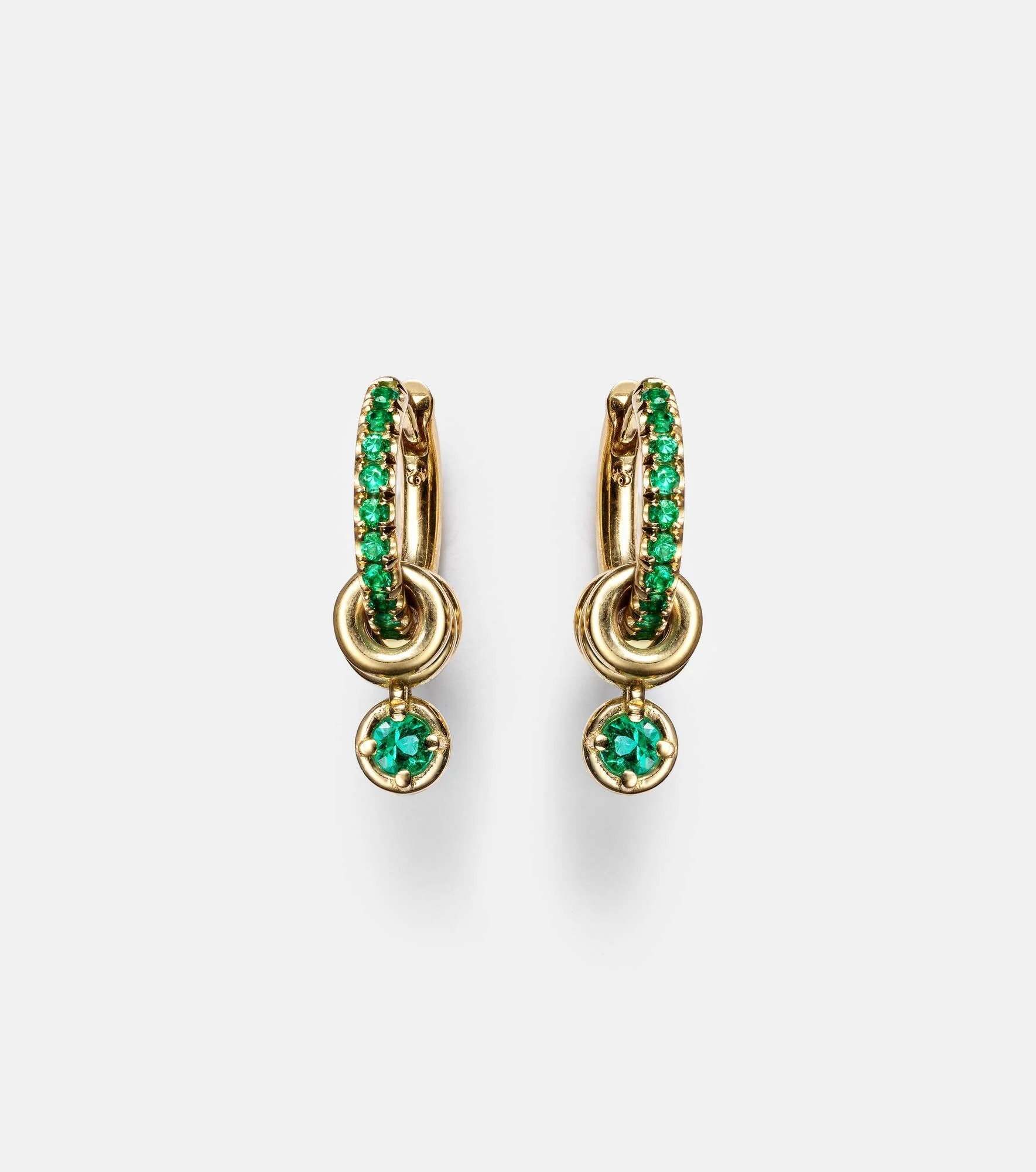 Zahra 18kt gold hoop earrings with emeralds - 1