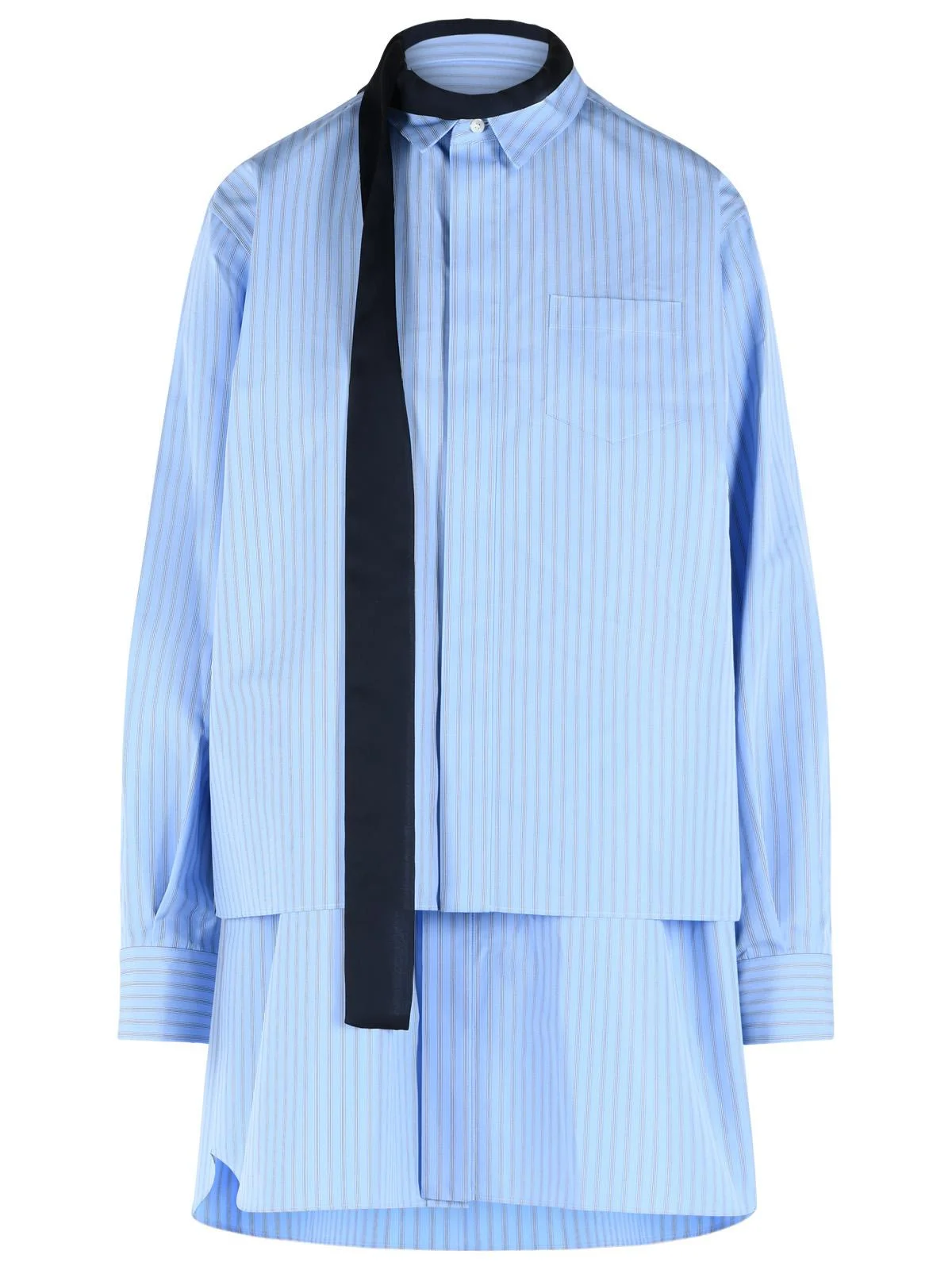 Sacai Cotton Blend Mini Dress Light Blue Women - 1