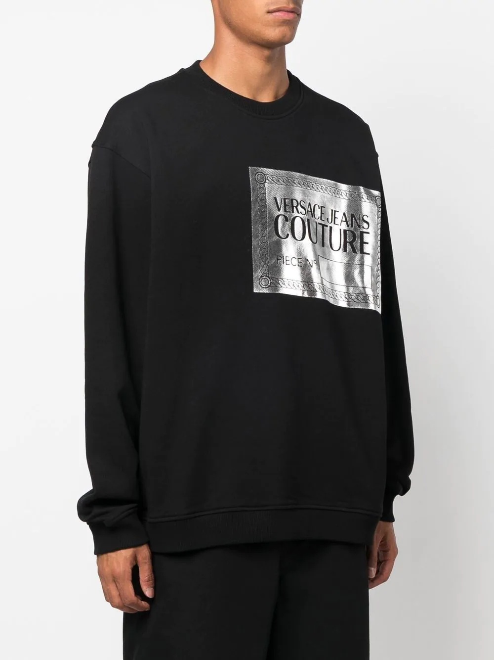 metallic-logo crew-neck sweatshirt - 3