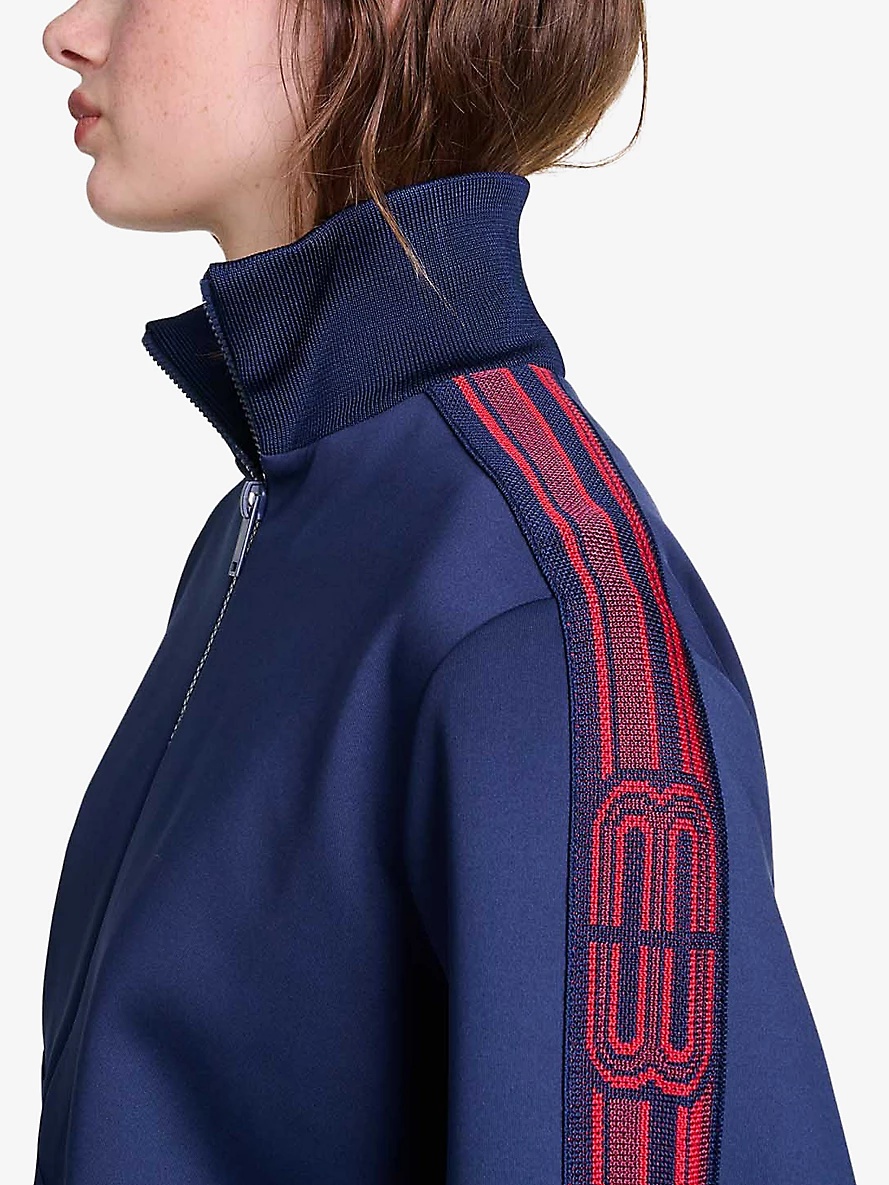 Stripe-embroidered zip-up stretch-jersey sweatshirt - 5