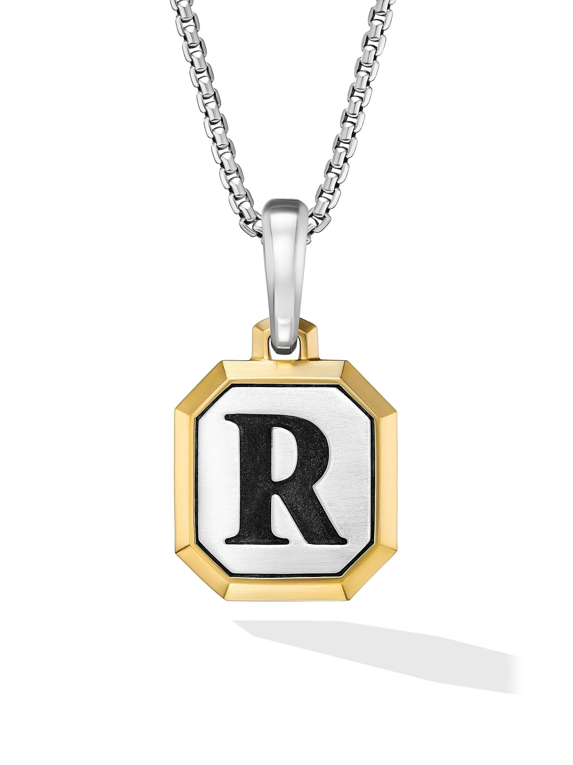 Men's Initial Amulet in Sterling Silver - R Silver - 1