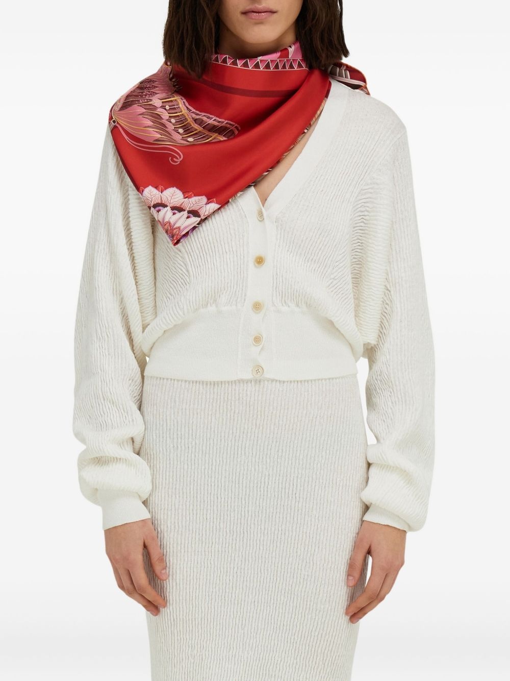graphic-print silk scarf - 3