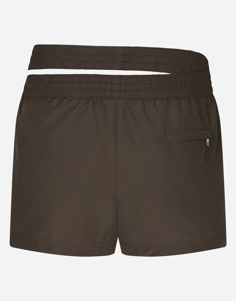 Dolce & Gabbana Short swim trunks with double waistband and branded tag outlook