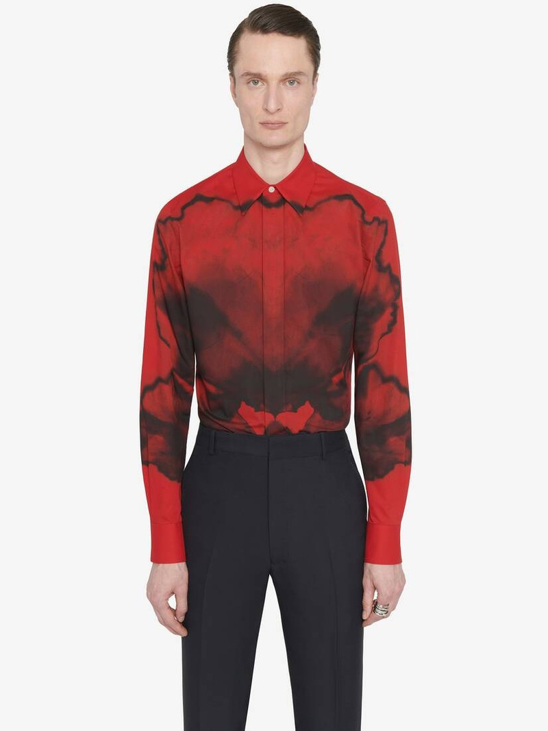 Men's Ink Flower Shirt in Red/black 5