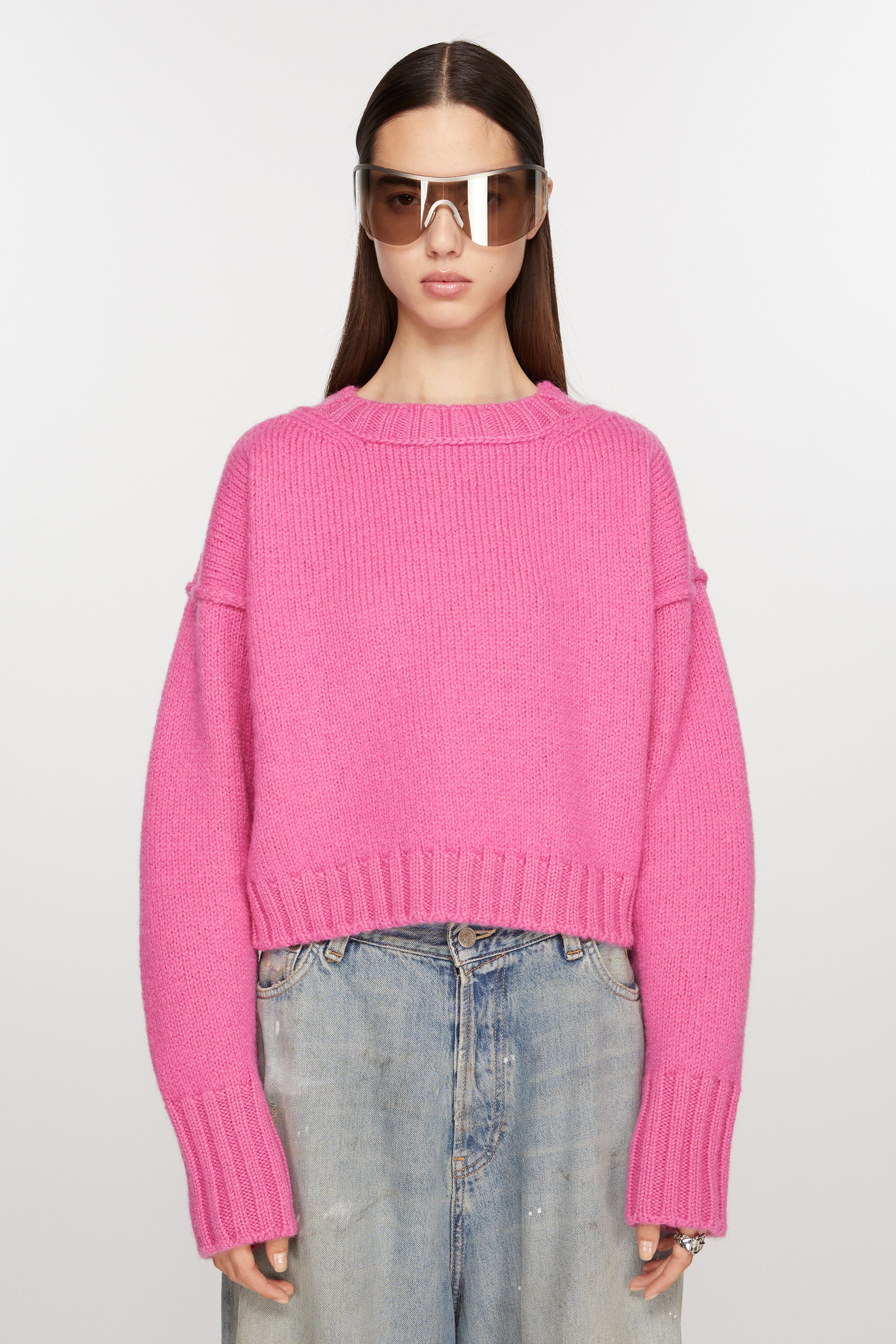 Crew neck wool jumper - Pink - 2