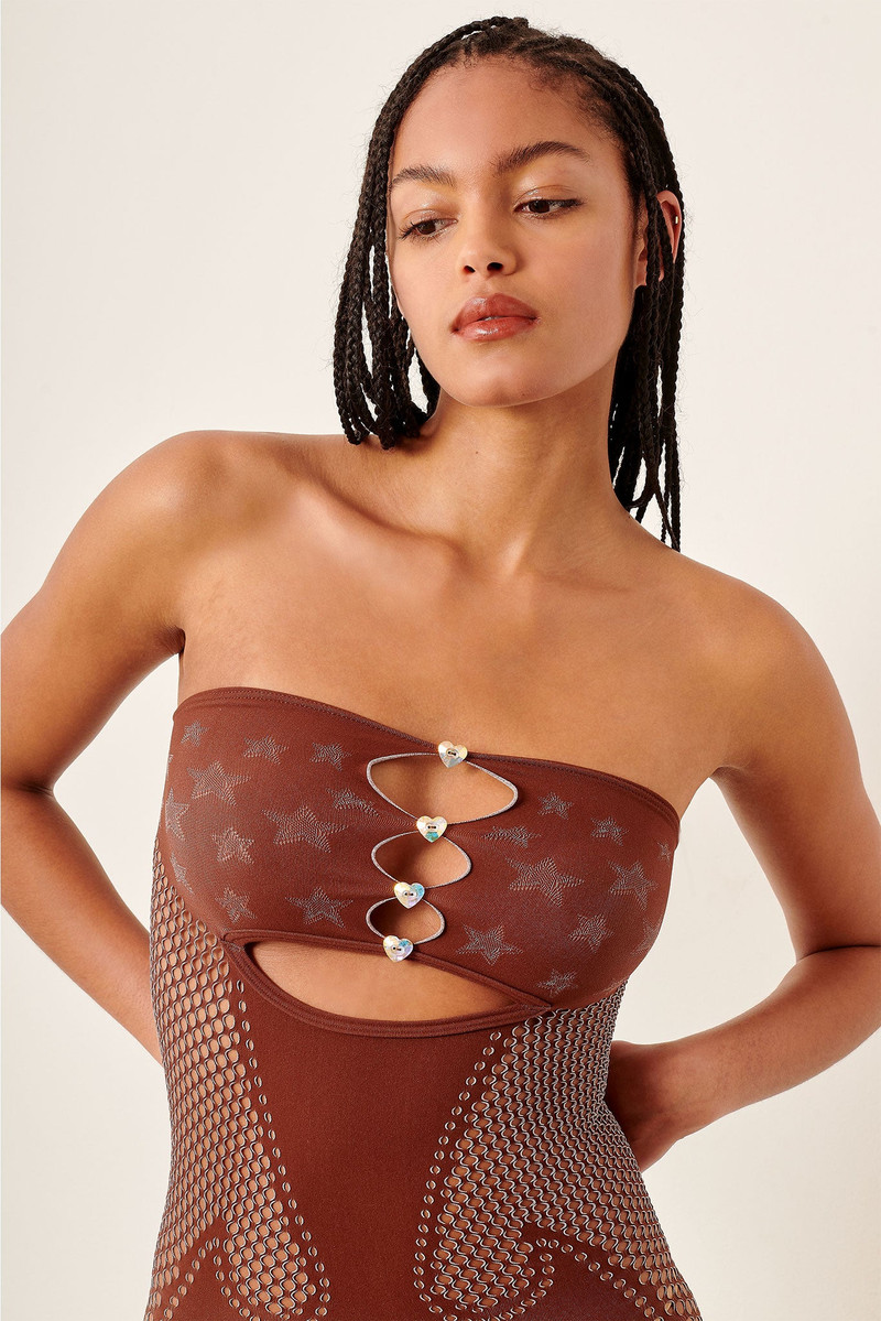 ROXIE DRESS OLD MONEY BROWN 3
