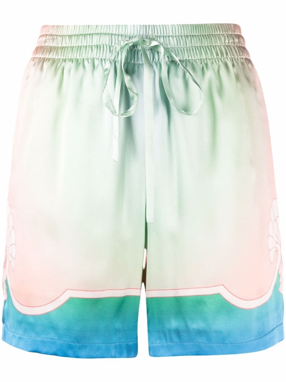 tie-dye drawstring silk shorts - 1