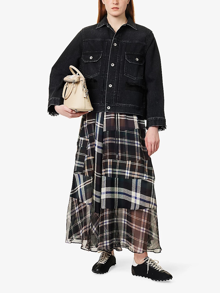 極美品⭐︎Sacai Check Pleats Skirt ギンガムチェック sacai - Sacai カットオフ チェック ドッキングスカートの通販
