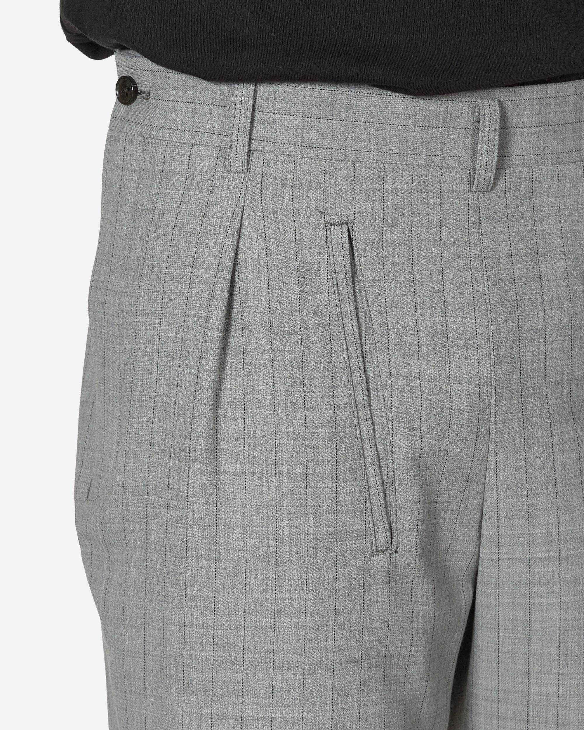 Deconstructed Checked Wool Trousers Grey - 5