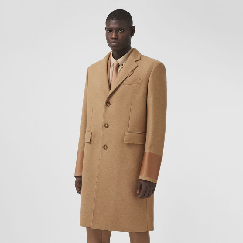 Cuff Detail Camel Hair Wool Tailored Coat 7