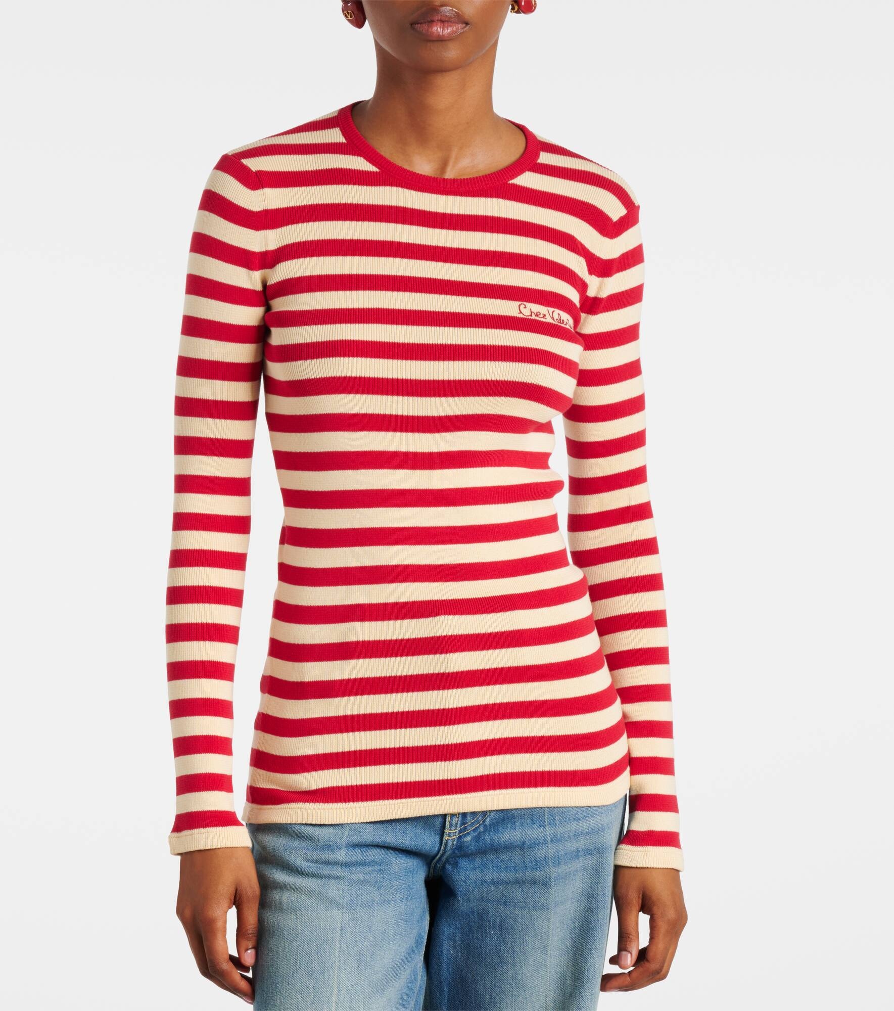 Striped ribbed-knit cotton sweater - 6