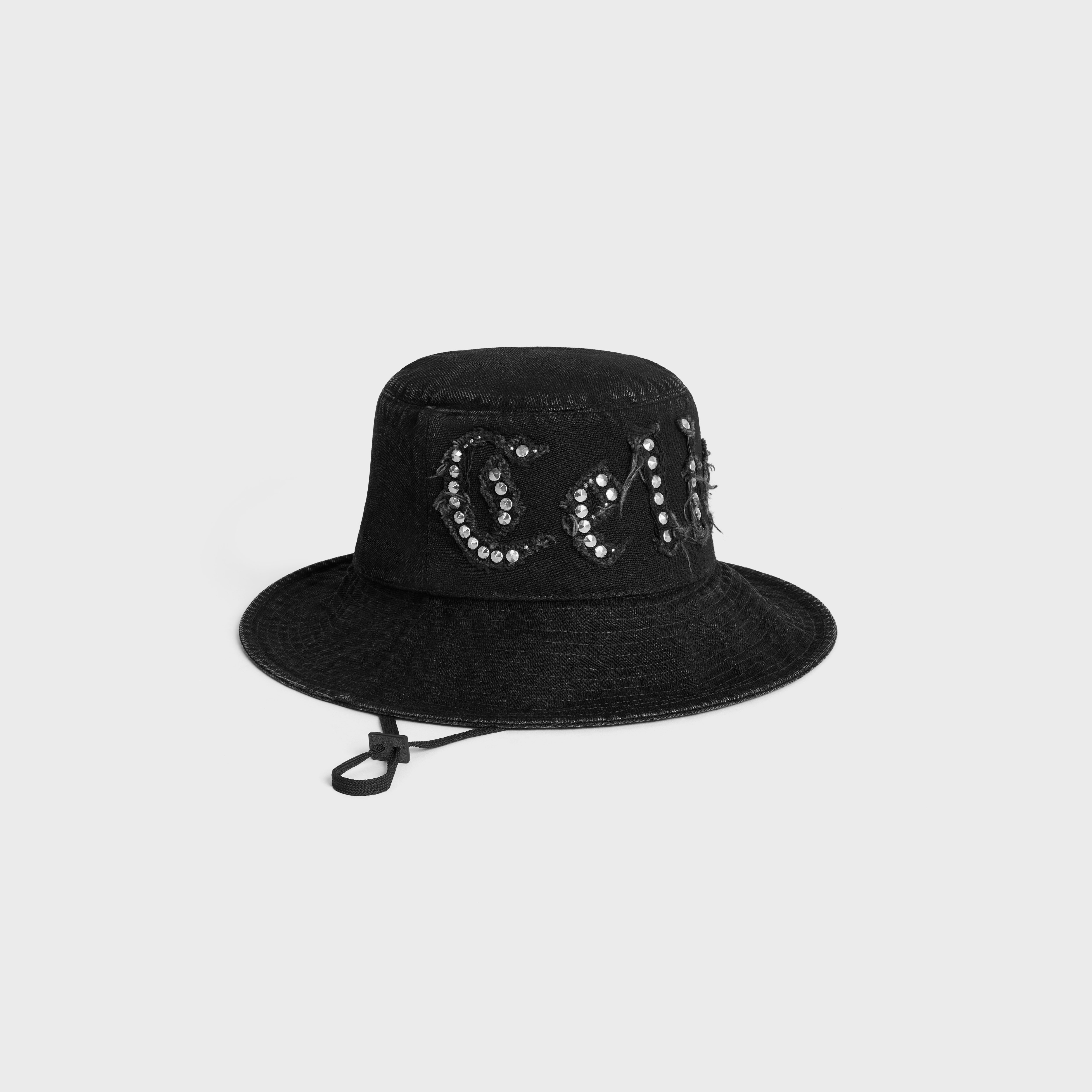 celine gothic bucket hat with drawstring in rigid cotton - 2