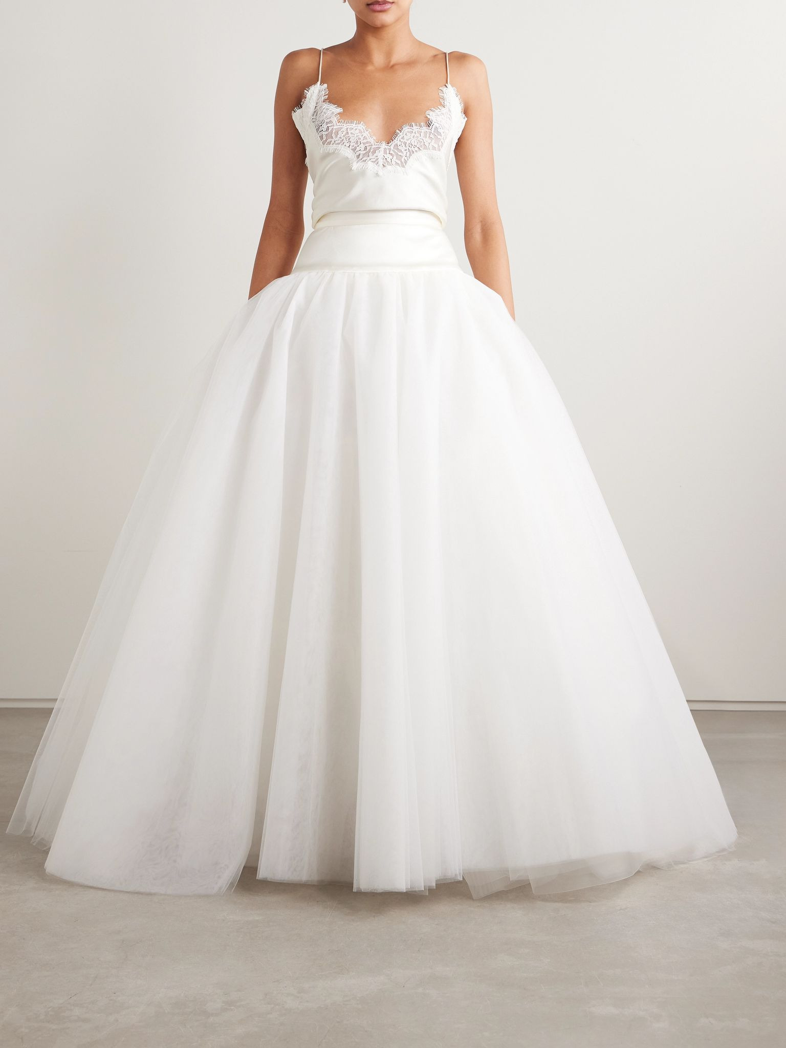 Joe Petticoat satin-trimmed tulle and crinoline maxi skirt Ivory - 3