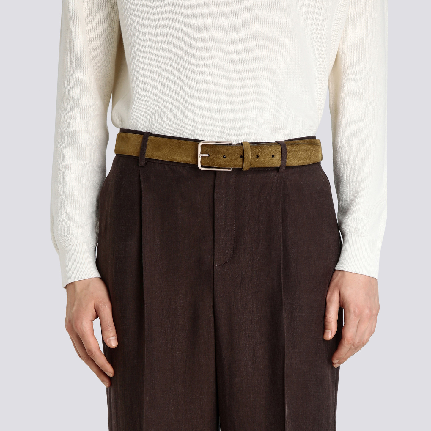 Men's green suede adjustable belt - 2