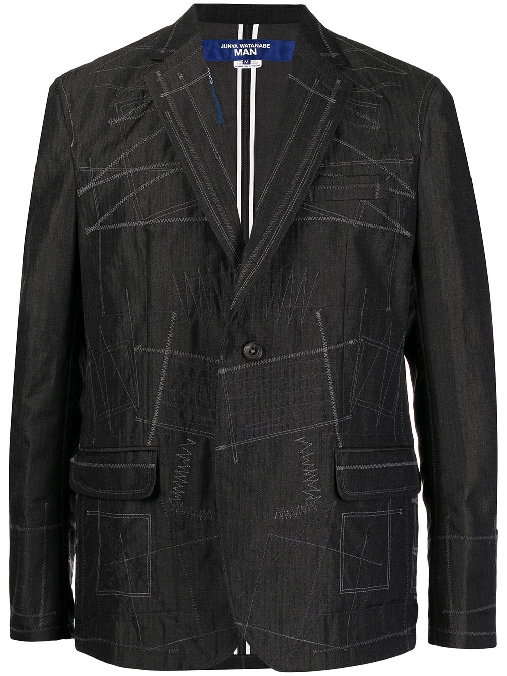 contrast stitching single-breasted blazer - 1