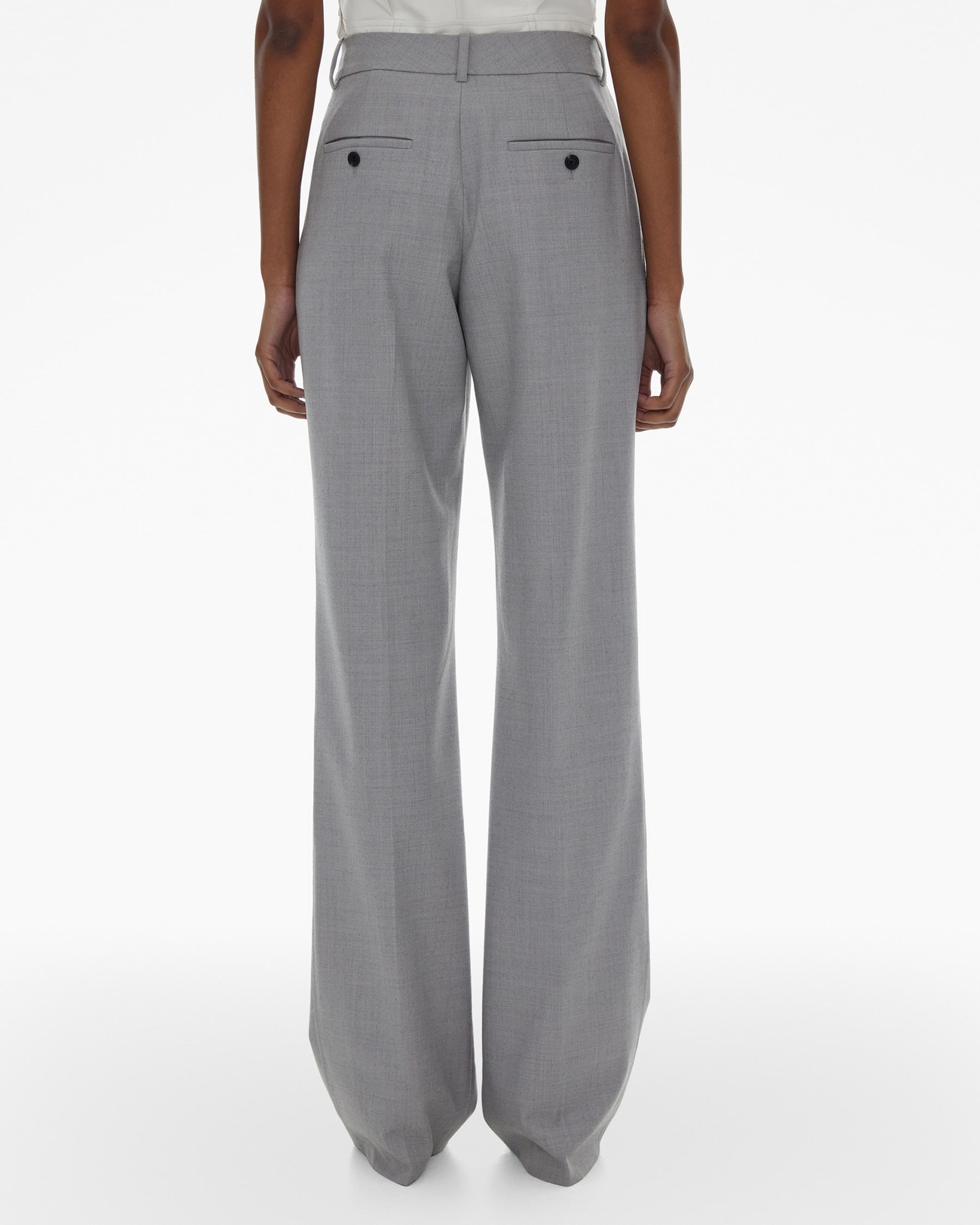 PLEATED STRETCH WOOL PANT - 4