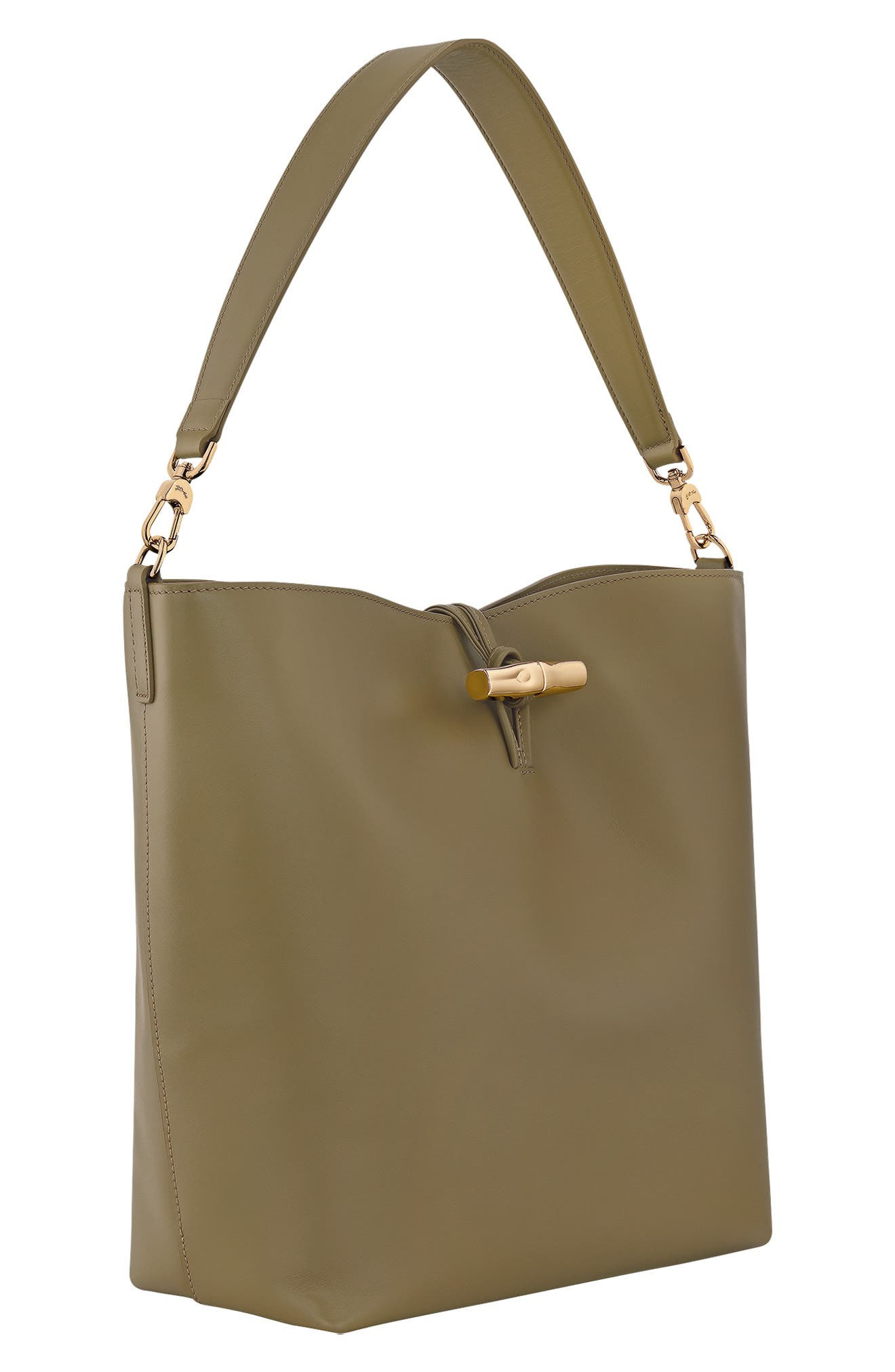 Longchamp Le Roseau Leather Hobo Bag in Olive at Nordstrom - 4