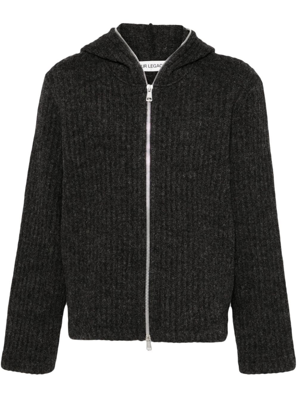 zip-up knitted hoodie - 1