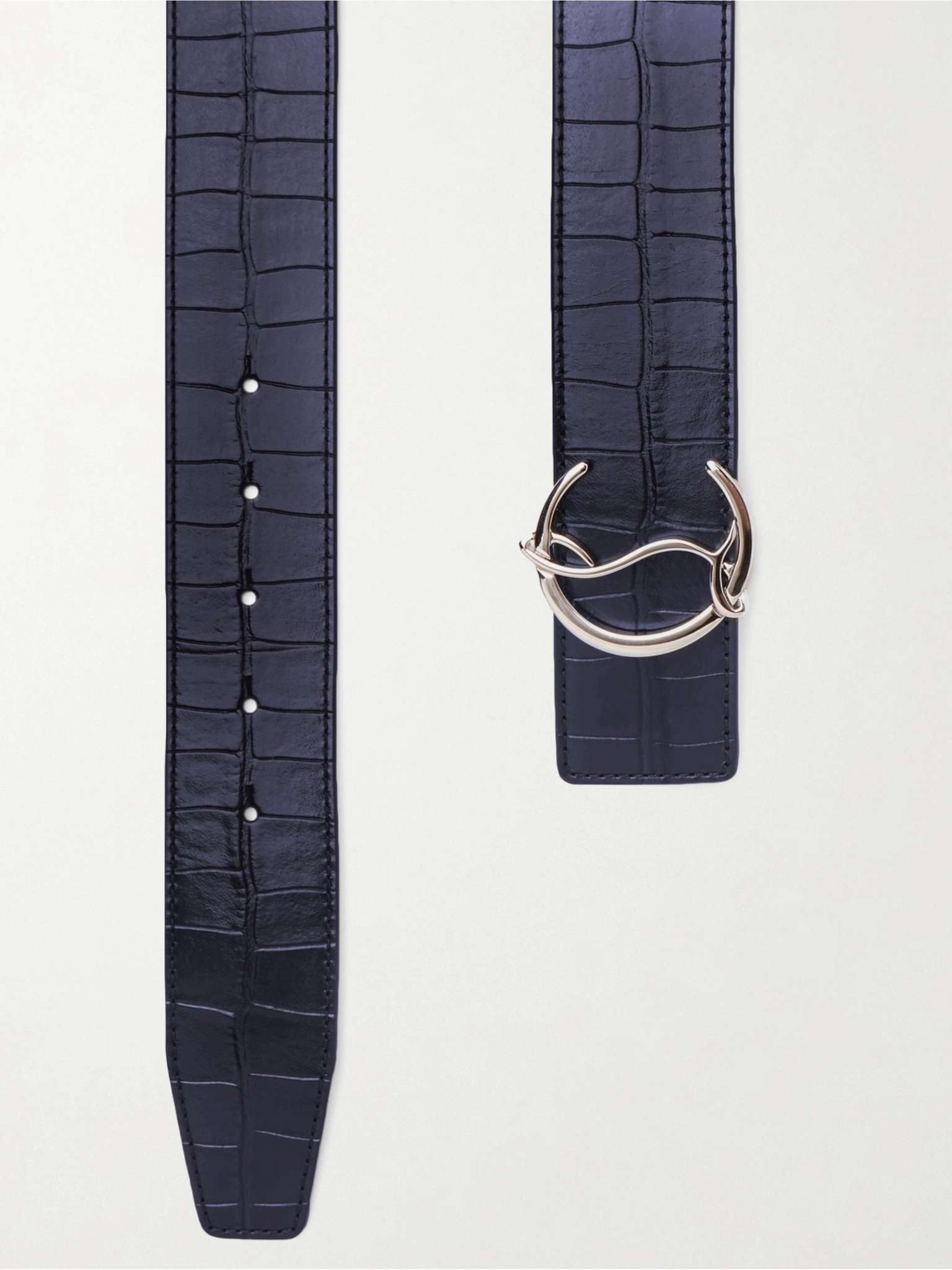 4cm Croc-Effect Leather Belt - 2