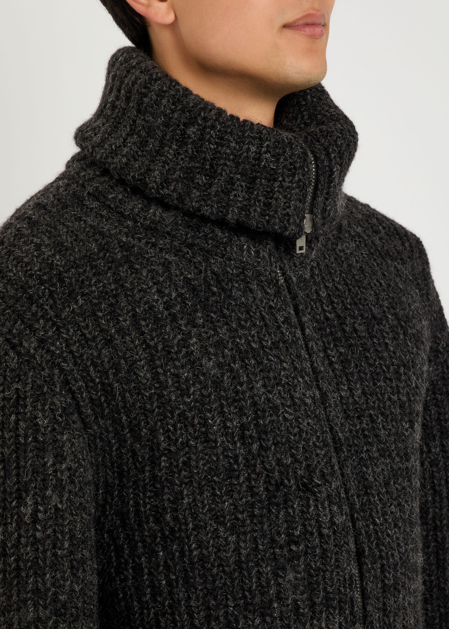 Lemaire Zipped Ribbed Brushed Alpaca-blend Cardigan - 5