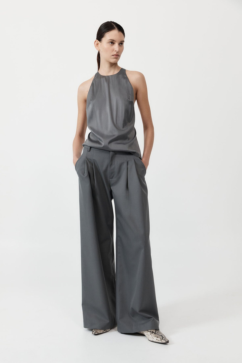 Soft Silk Suspender Top - Pewter Grey 4