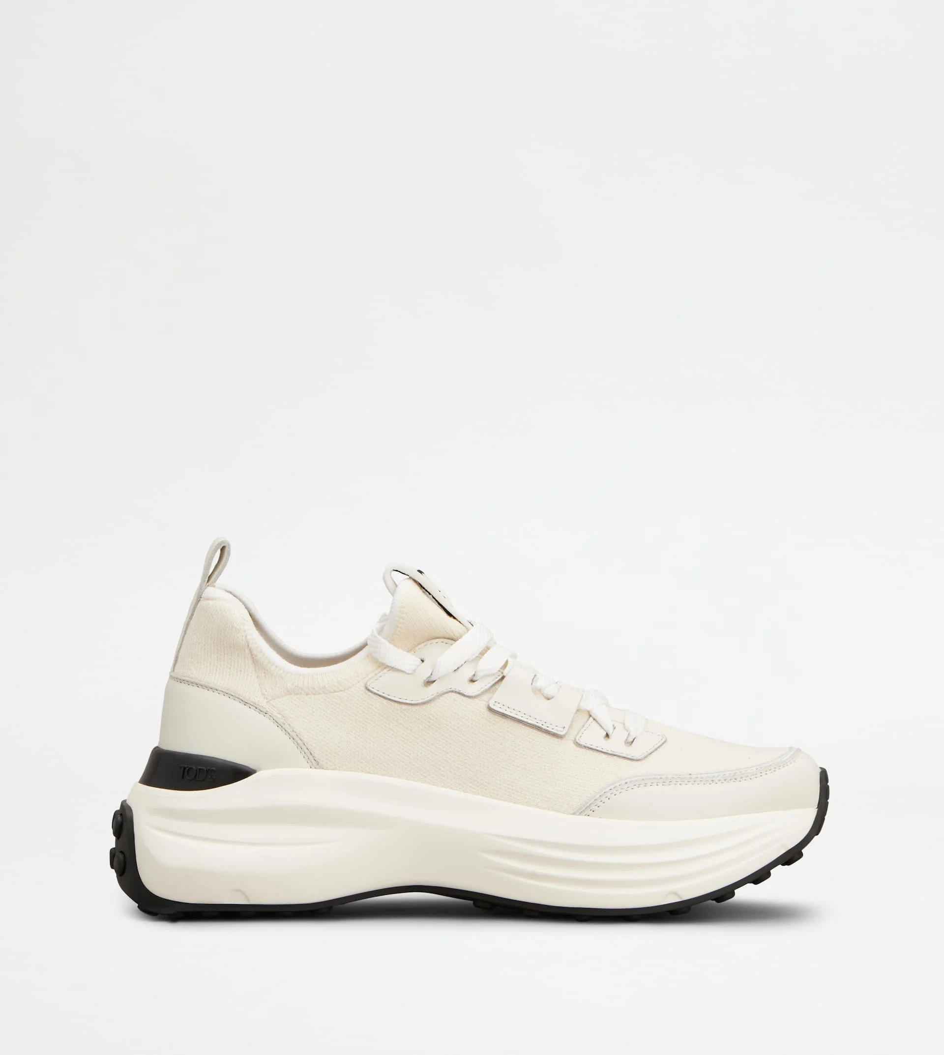SNEAKERS IN FABRIC AND LEATHER - OFF WHITE - 1