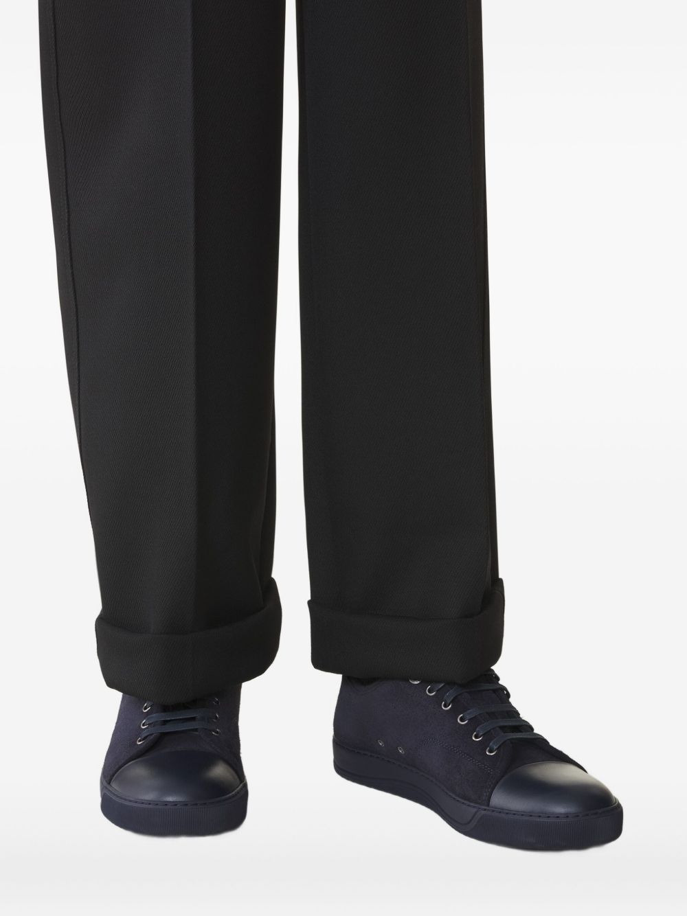 suede leather cap-toe sneakers - 5