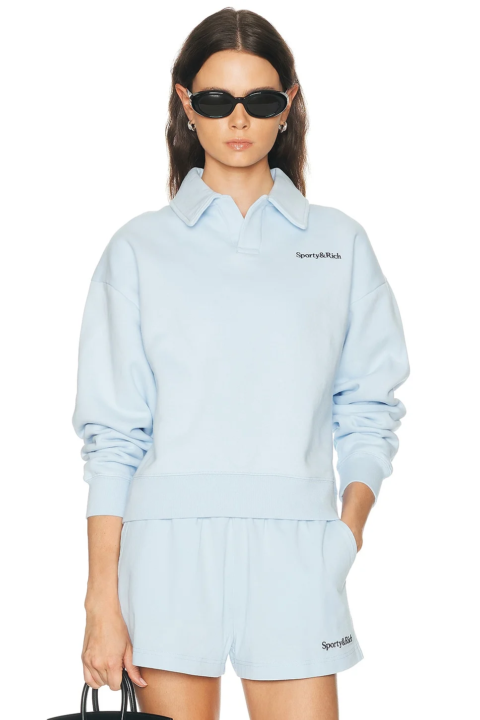 Serif Logo Embroidered Polo Sweatshirt - 1