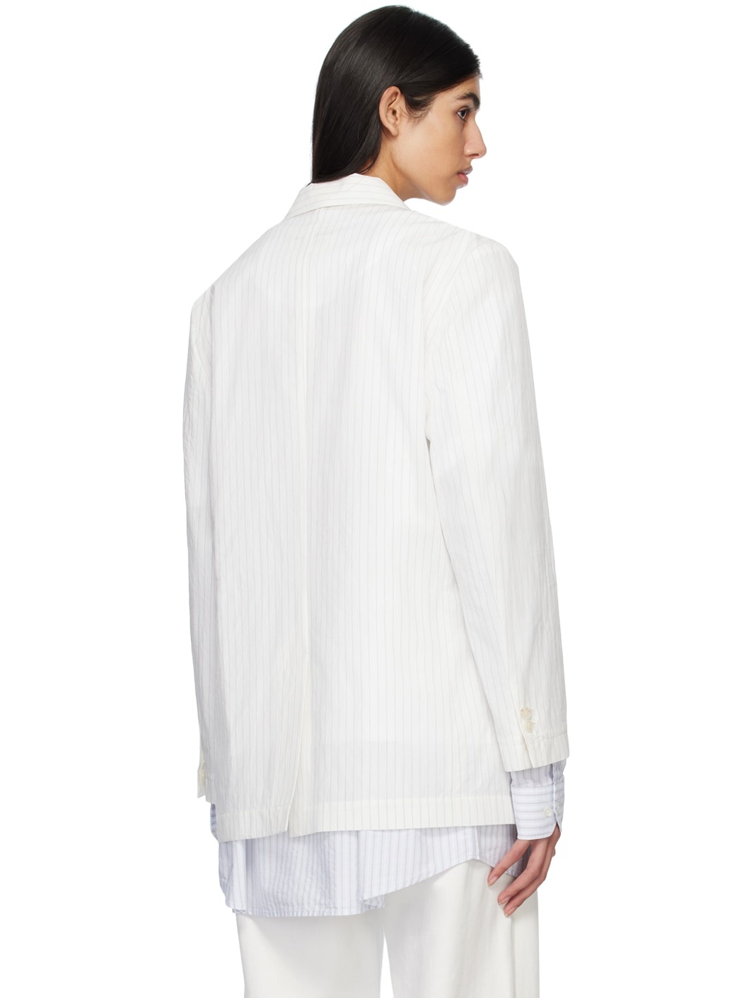 Off-White Pinstripe Blazer - 3
