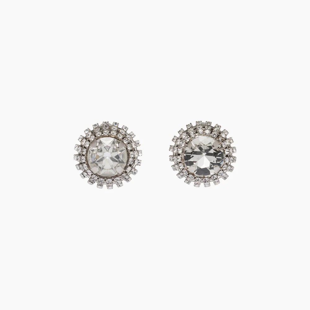 Metal earrings with crystals - 1