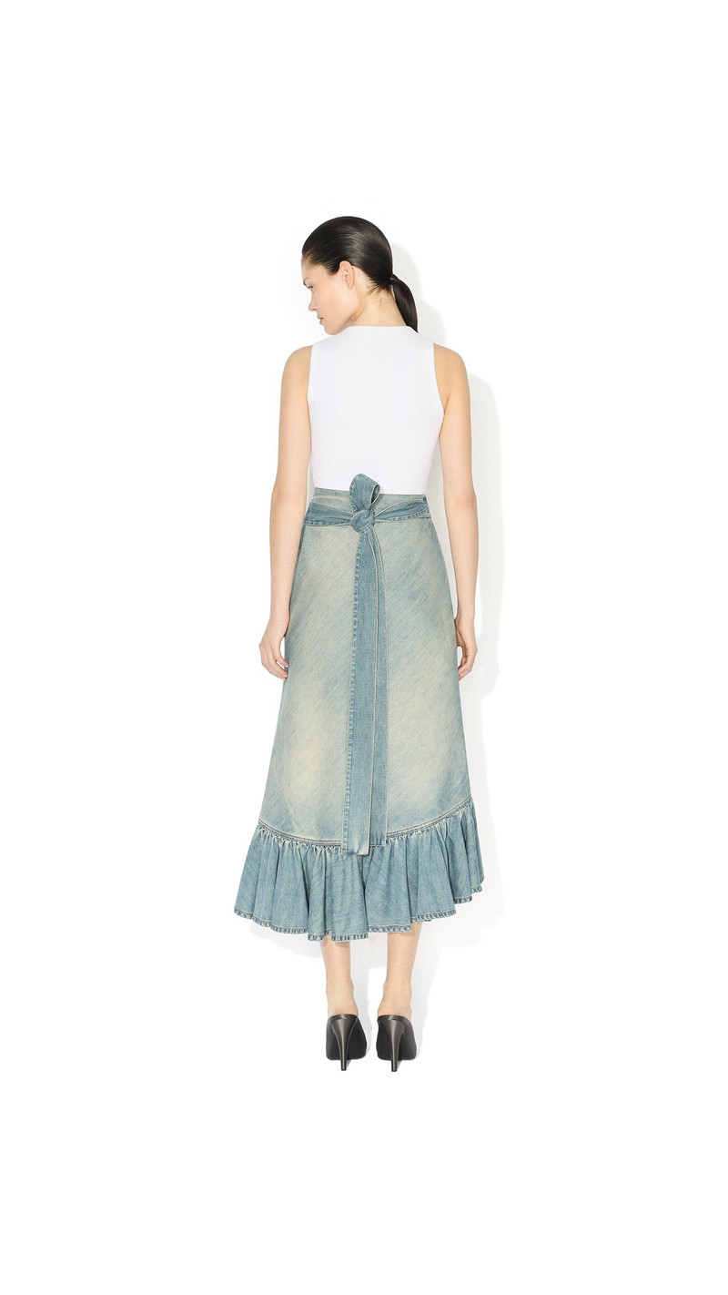Alaïa DENIM RUFFLE SKIRT outlook