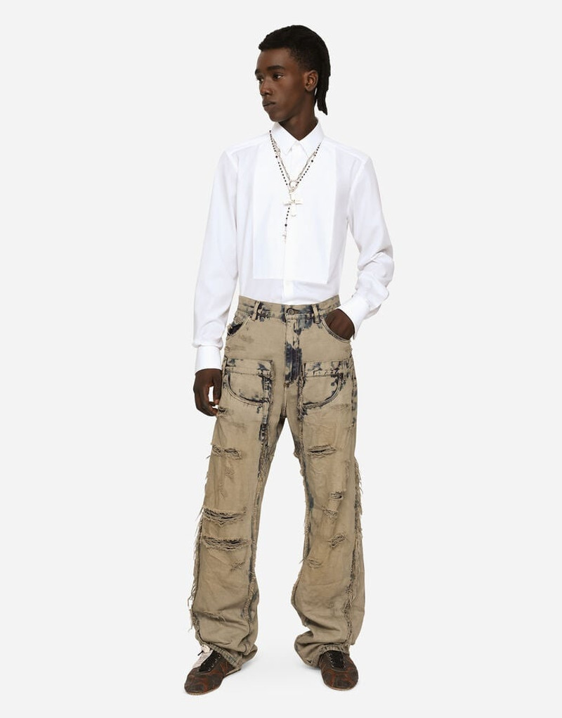 Overdyed patchwork denim jeans 3