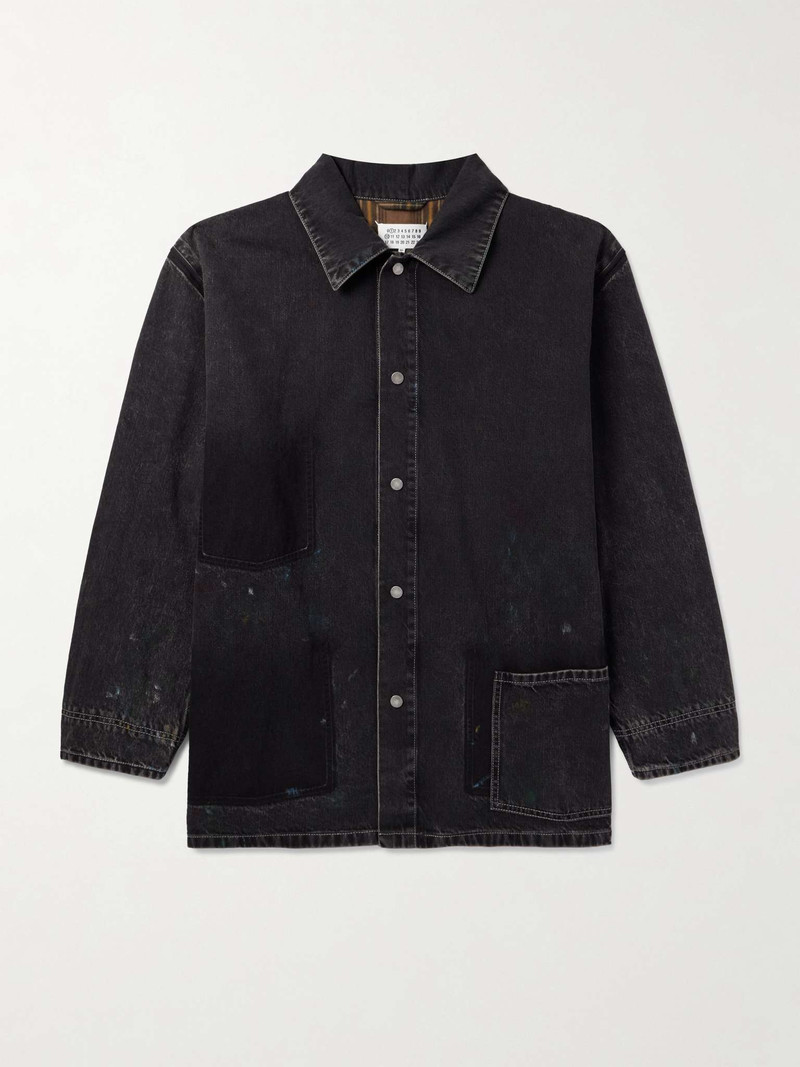 Oversized Paint-Splattered Denim Jacket - 1
