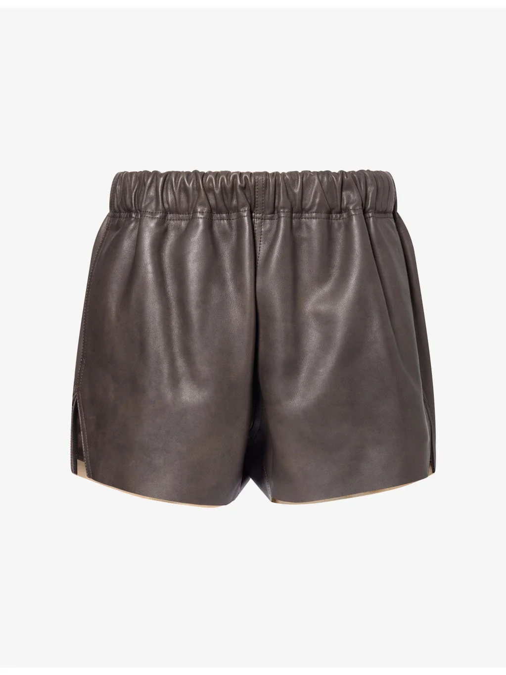 Elasticated-Waist Leather Shorts - 1