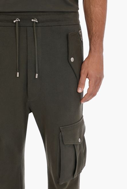 Khaki cotton cargo sweatpants - 6