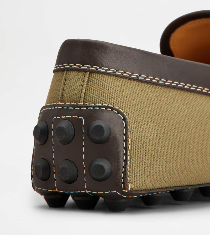 GOMMINO BUBBLE LOAFERS IN CANVAS AND LEATHER - GREEN, BROWN 5
