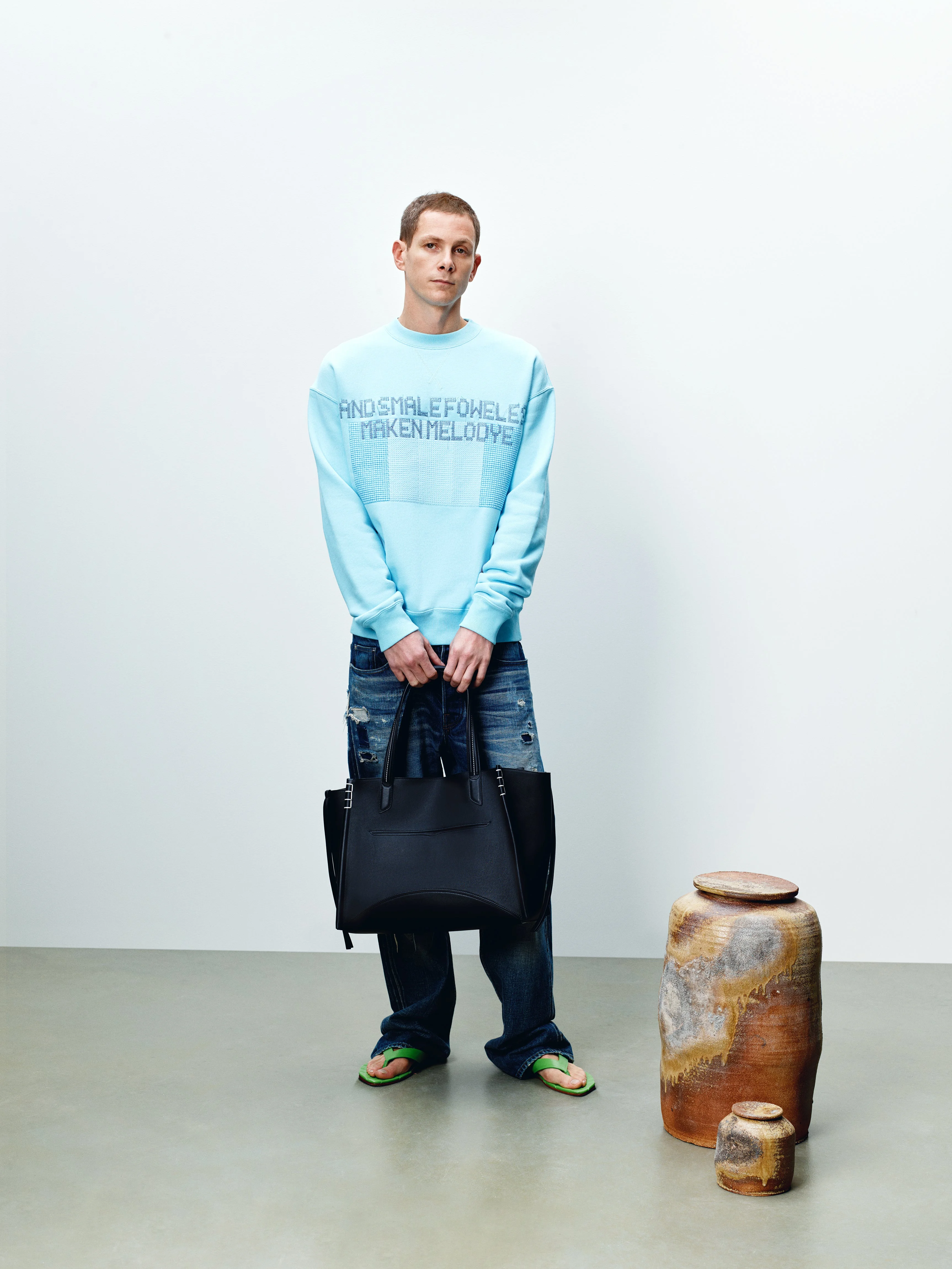 MENS PAINTED BIRDS SWEATSHIRT IN SKY BLUE - 1