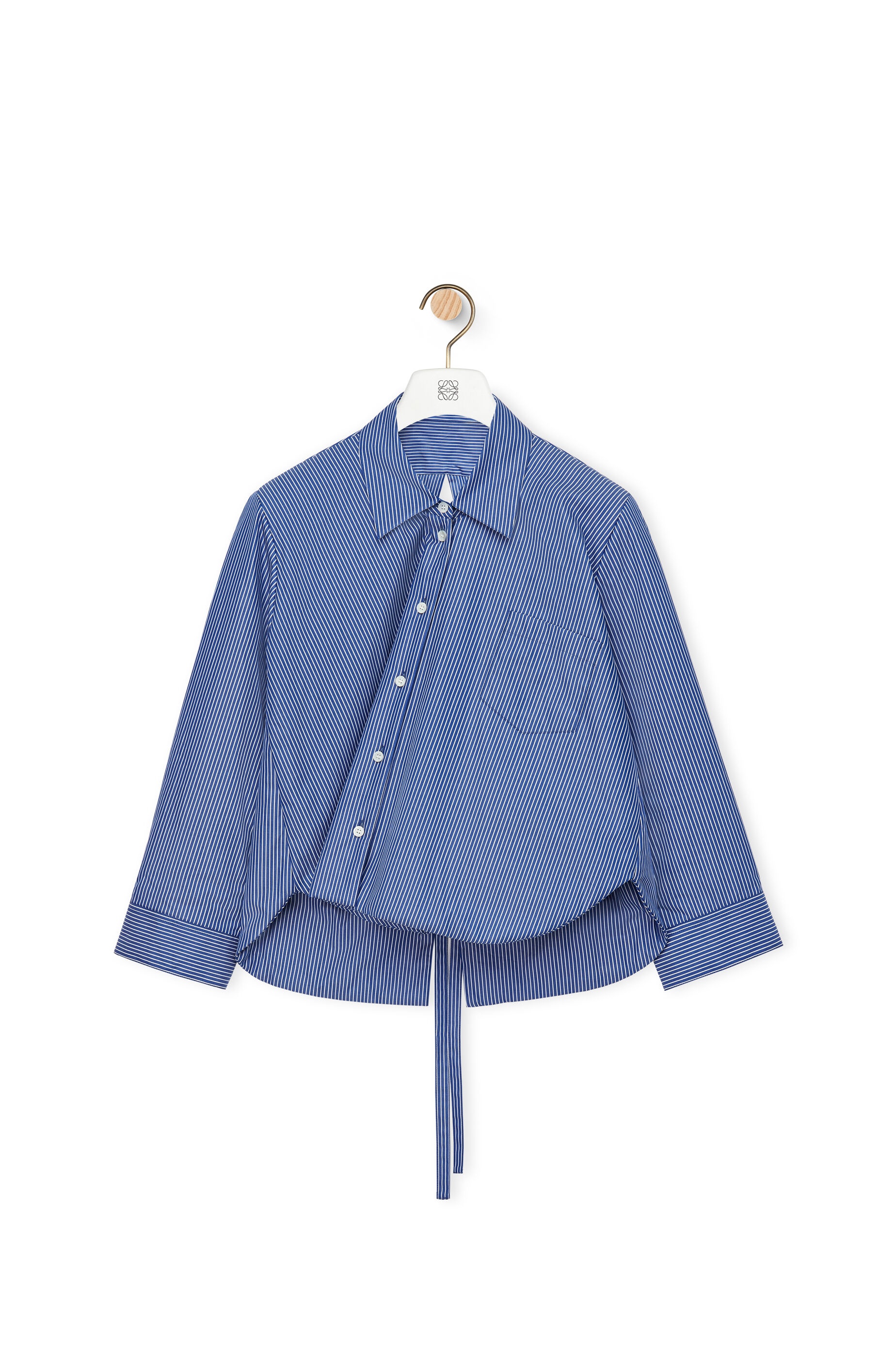 Padded trapeze shirt in striped cotton poplin - 1