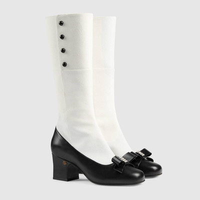 GUCCI Women's mid-heel boot with crystal bow outlook