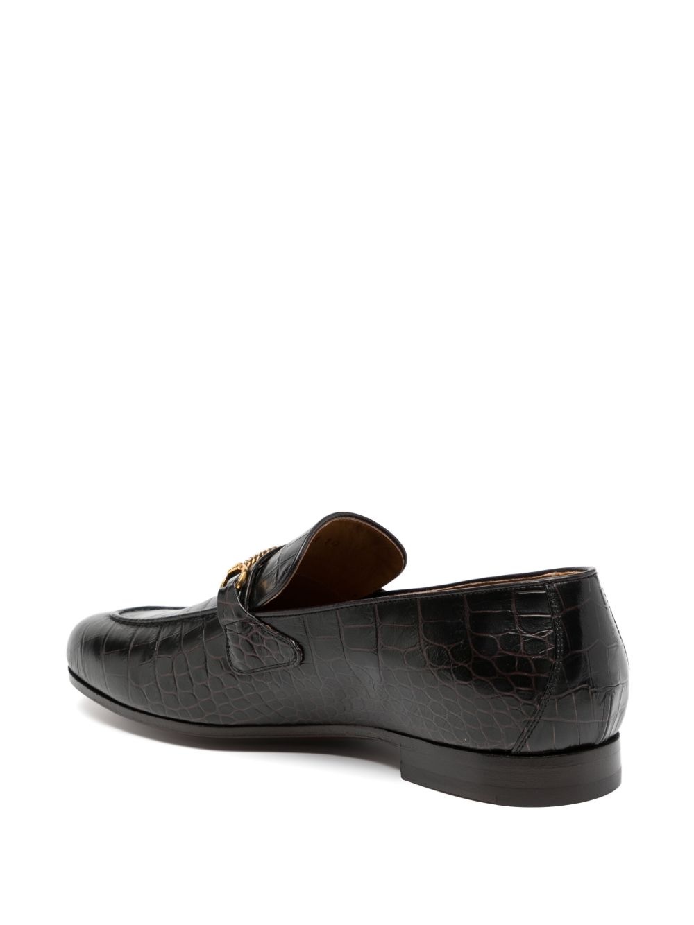 crocodile-embossed leather loafers - 3