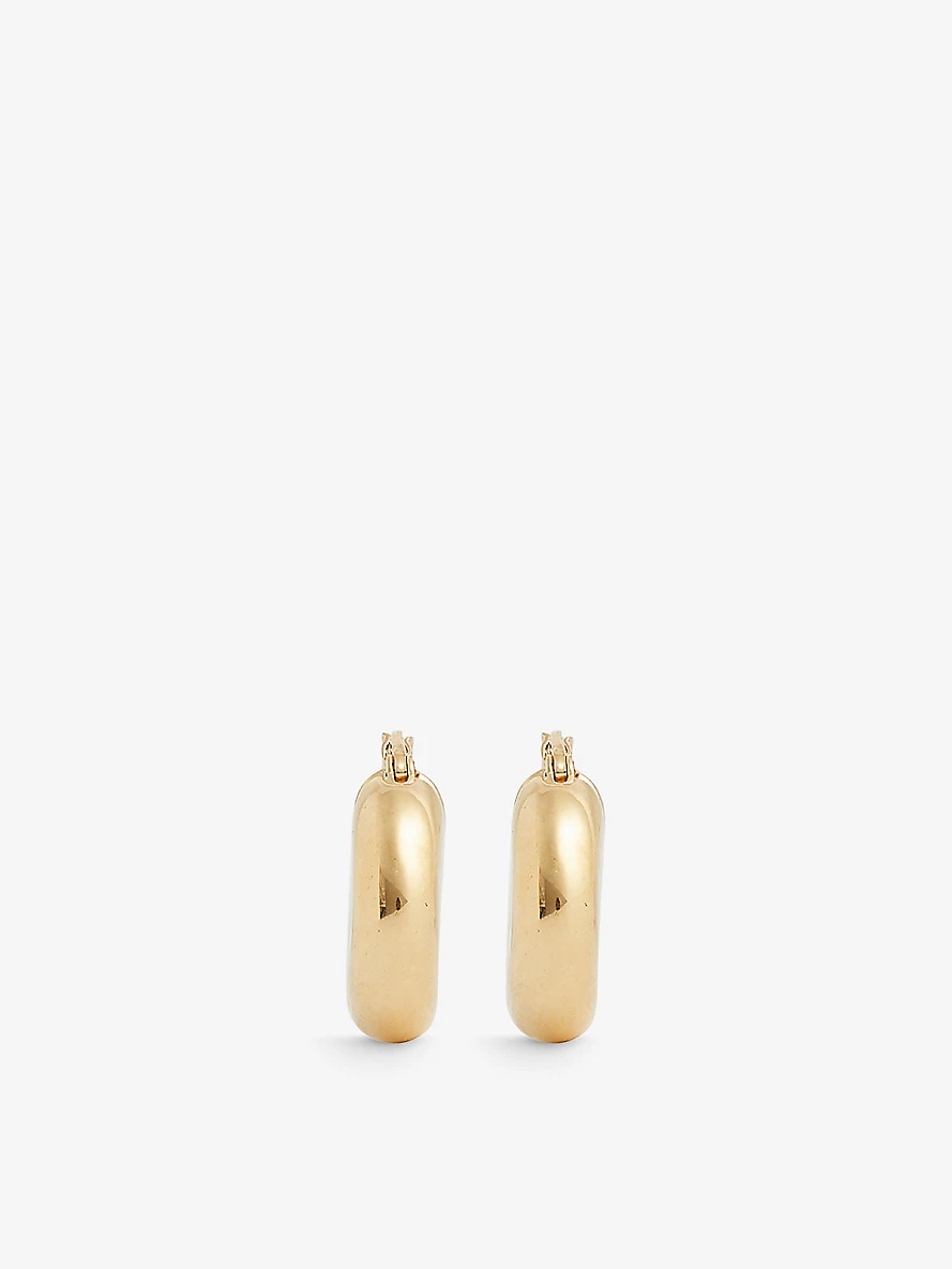 Classic brand-engraved gold-tone brass earrings - 3