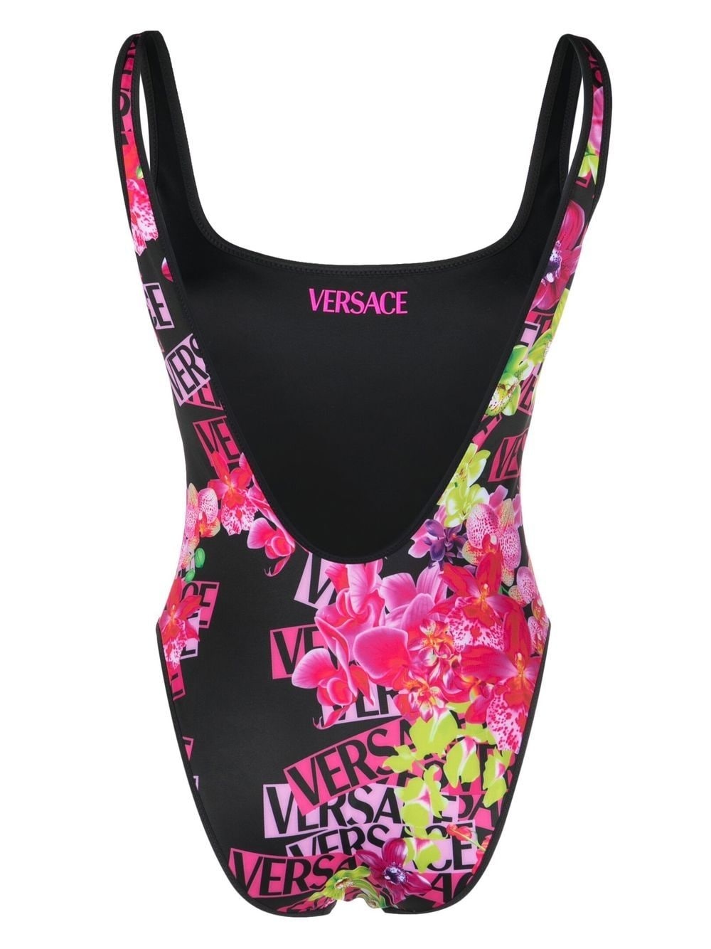 logo-print scoop swimsuit - 2