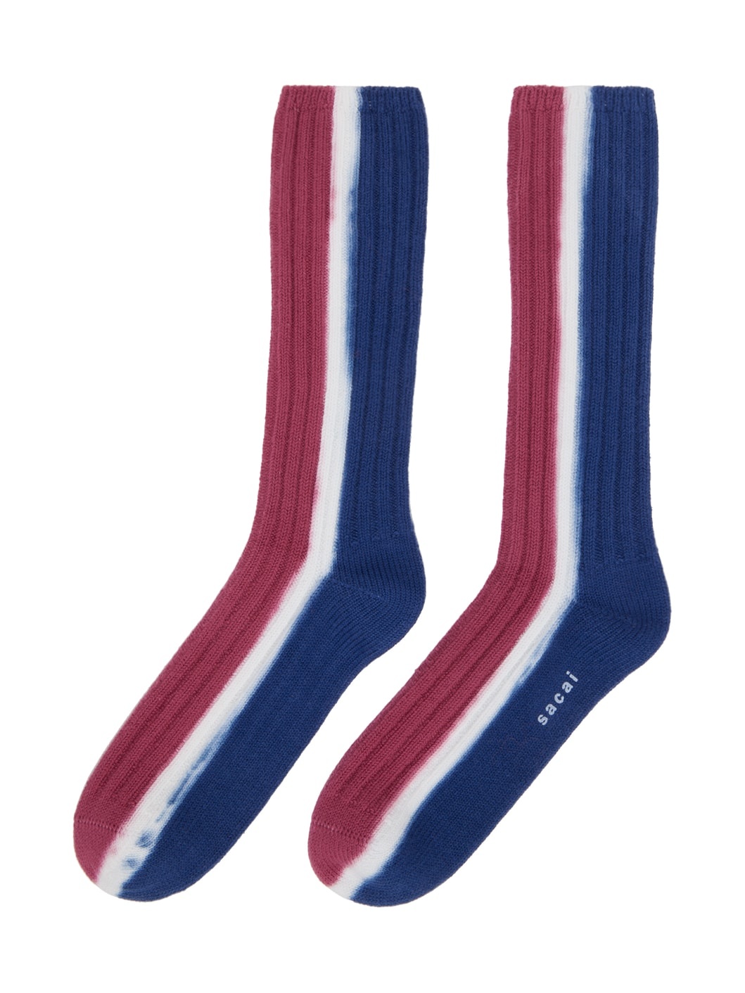 Red & Navy Vertical Dye Socks - 2