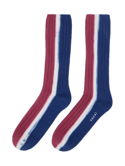 sacai Red & Navy Vertical Dye Socks outlook