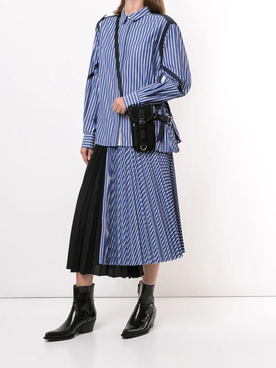 sacai strap-embellished striped poplin shirt outlook