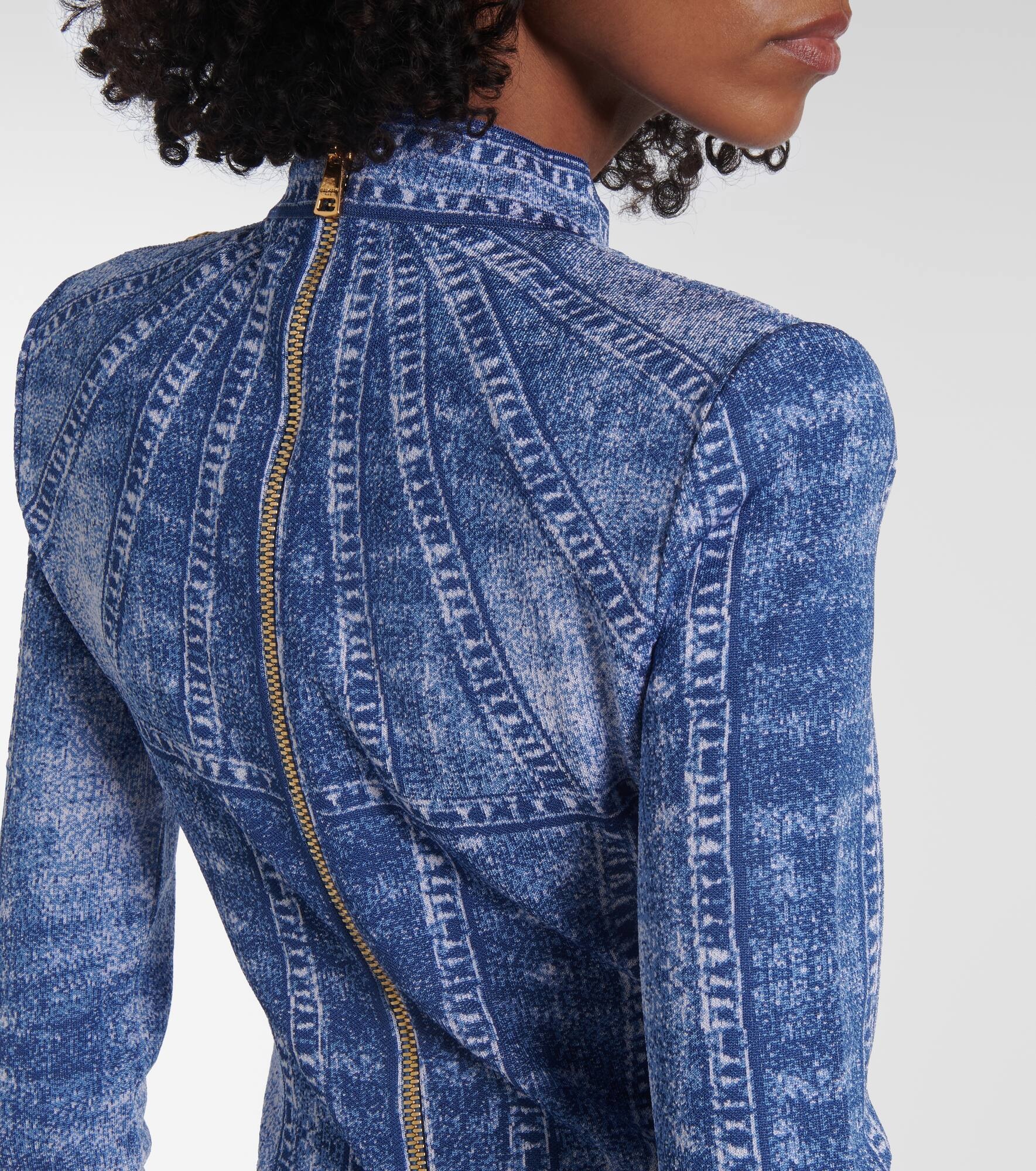 Trompe l'œil jacquard minidress - 5