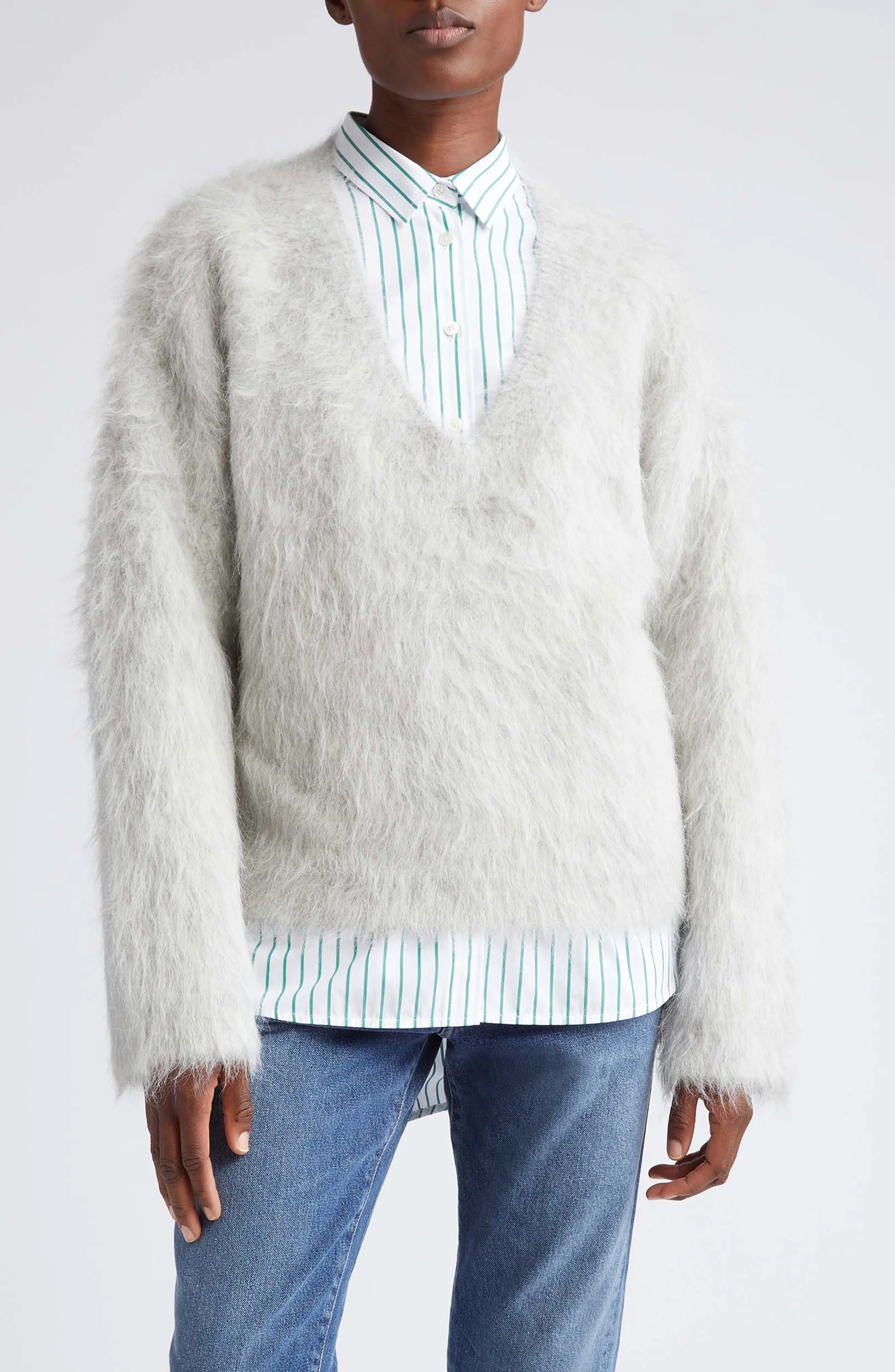 V-Neck Alpaca Blend Sweater - 1
